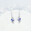wholesale 925 Sterling Silver Blue Sapphire Heart Dangle Earrings for Women-0-2