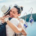 wholesale 925 Sterling Silver Blue Sapphire Heart Dangle Earrings for Women-0-4