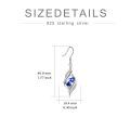 wholesale 925 Sterling Silver Blue Sapphire Heart Dangle Earrings for Women-0-5