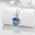 wholesale 925 Sterling Silver Blue Crystal Butterfly Heart Cremation Jewelry Urn Pendant Necklace with Funnel and Chain-0-3