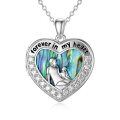 wholesale 925 Sterling Silver Mother and Child Heart Pendant Necklaces with Abalone Shell Inlay for Women-0-0