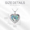 wholesale 925 Sterling Silver Mother and Child Heart Pendant Necklaces with Abalone Shell Inlay for Women-0-2