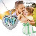 wholesale 925 Sterling Silver Mother and Child Heart Pendant Necklaces with Abalone Shell Inlay for Women-0-5