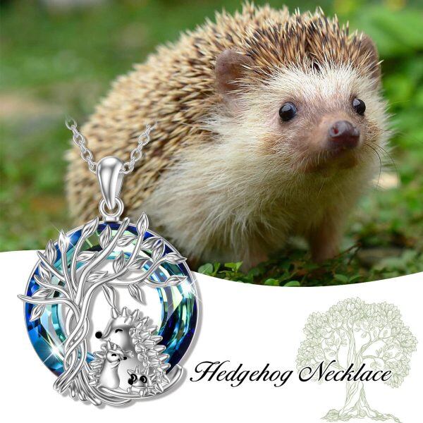 Sterling Silver Tree Of Life Hedgehog Necklace-1