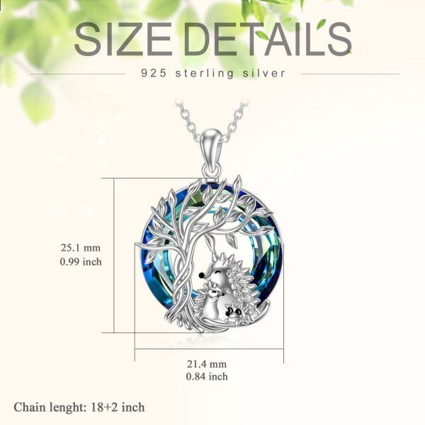 Sterling Silver Tree Of Life Hedgehog Necklace-2