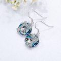 wholesale Sterling Silver Blue Crystal Tree of Life Animal Earrings (Cardinal Owl Fox Snake Sloth Giraffe) Dangle Jewelry Gift for Women-0-18