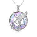 wholesale 925 Sterling Silver Purple Crystal Winged Horse Pendant Necklace for Women Fashion Jewelry-0-0