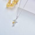 wholesale 925 Sterling Silver Sunflower & Hummingbird Cross Pendant Necklace for Women-0-5