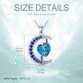 wholesale 925 Sterling Silver Blue Crystal Crescent Moon & Stars Pendant Necklace for Women-0-2