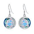 wholesale 925 Sterling Silver Blue Fire Opal Star & Moon Dangle Earrings for Women-0-0