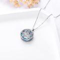 wholesale 925 Sterling Silver Round Blue Crystal Sea Creature Pendant Necklace for Women-0-4