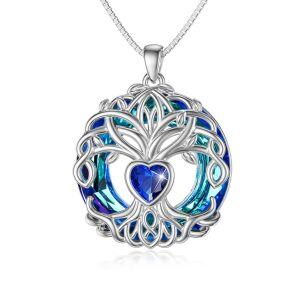 Sterling Silver Tree Of Life Heart Necklace-0