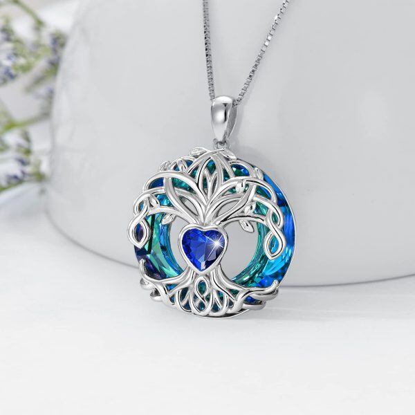 Sterling Silver Tree Of Life Heart Necklace-4