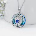 wholesale 925 Sterling Silver Blue Crystal Tree of Life Heart Pendant Necklace for Women-0-4