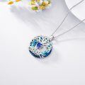 wholesale 925 Sterling Silver Blue Crystal Tree of Life Heart Pendant Necklace for Women-0-5