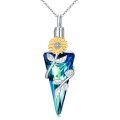 wholesale 925 Sterling Silver Blue Crystal Sunflower Cremation Pendant Necklace-0-0