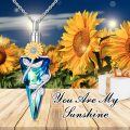 wholesale 925 Sterling Silver Blue Crystal Sunflower Cremation Pendant Necklace-0-1