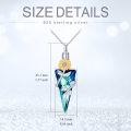 wholesale 925 Sterling Silver Blue Crystal Sunflower Cremation Pendant Necklace-0-2