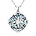 wholesale 925 Sterling Silver Abalone Shell Compass Urn Pendant Necklace with Quote You can always find your way home-0-0