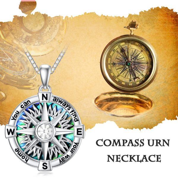 Sterling Silver Compass Urn Necklace-1