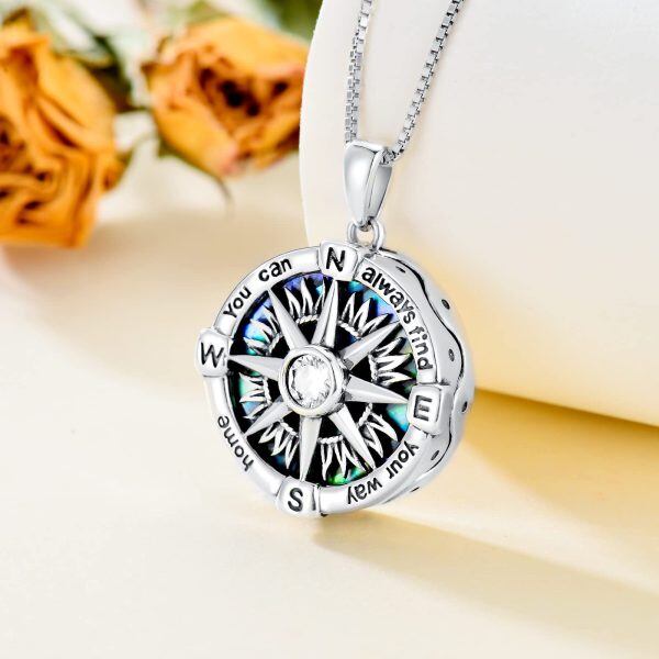 Sterling Silver Compass Urn Necklace-4