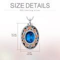 wholesale 925 Sterling Silver Oval Shape Rose Gold and Blue Crystal Cremation Jewelry Pendant Necklace-0-6