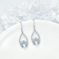 wholesale 925 Sterling Silver Teardrop Moonstone Lotus Flower Dangle Earrings for Women-0-2