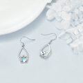 wholesale 925 Sterling Silver Teardrop Moonstone Lotus Flower Dangle Earrings for Women-0-3