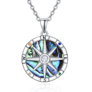 Sterling Silver Compass Necklace-0