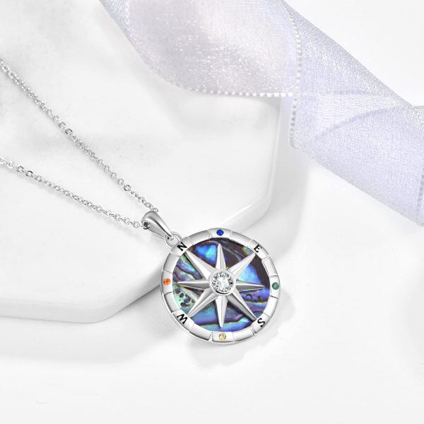 Sterling Silver Compass Necklace-3