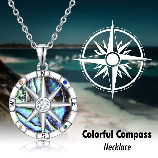 Sterling Silver Compass Necklace-5