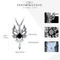 wholesale 925 Sterling Silver Dragon Sword Black CZ Pendant Necklace for Men-0-2