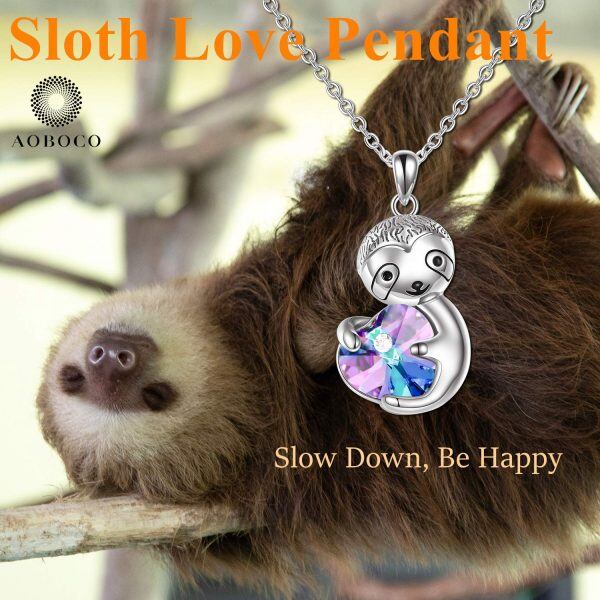 Sterling Silver Sloth Necklace-4