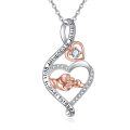 wholesale 925 Sterling Silver Infinity Love Handprint Pendant Necklaces with Cubic Zirconia and Rose Gold Plated Charm for Women Girls Mother's Day Gifts-0-0
