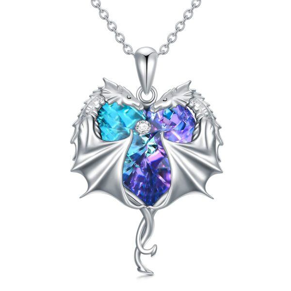 Sterling Silver Dragon Heart Necklace-0