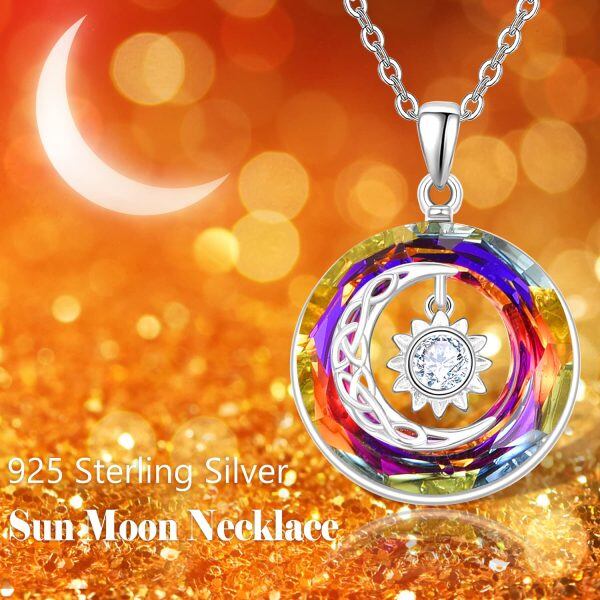 Sterling Silver Sun Moon Celtic Necklace-5