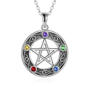 Sterling Silver Pentagram Necklace-0