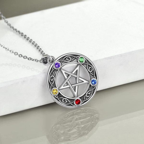 Sterling Silver Pentagram Necklace-4