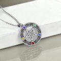 wholesale 925 Sterling Silver Round Circle Star Moonstone Gemstones Pendant Necklaces for Women Girls s-0-4