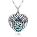 wholesale 925 Sterling Silver Paw Print Heart Wings Memorial Keepsake Pendant Necklace Mother's Day Gifts for Women-0-0