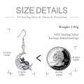 wholesale 925 Sterling Silver Hypoallergenic Moon & Black Cat Dangle Earrings with Green Eyes and Star Design-0-2