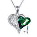 wholesale 925 Sterling Silver Heart-Shaped Green Crystal Memorial Keepsake Pendant with Funnel and Spatula Set-0-0