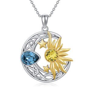 Sterling Silver Moon Sun Star Necklace-0