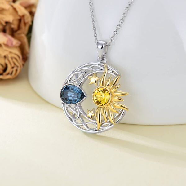 Sterling Silver Moon Sun Star Necklace-1