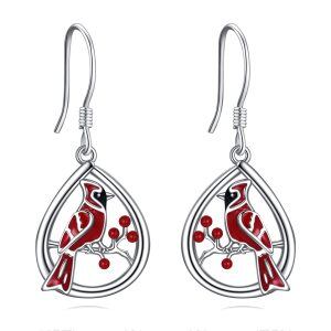 Sterling Silver Cardinal Earrings-0