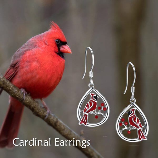 Sterling Silver Cardinal Earrings-5