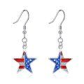 wholesale 925 Sterling Silver Star-Shaped American Flag Dangle Earrings for Women-0-0