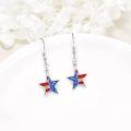 wholesale 925 Sterling Silver Star-Shaped American Flag Dangle Earrings for Women-0-1