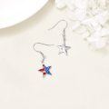 wholesale 925 Sterling Silver Star-Shaped American Flag Dangle Earrings for Women-0-2