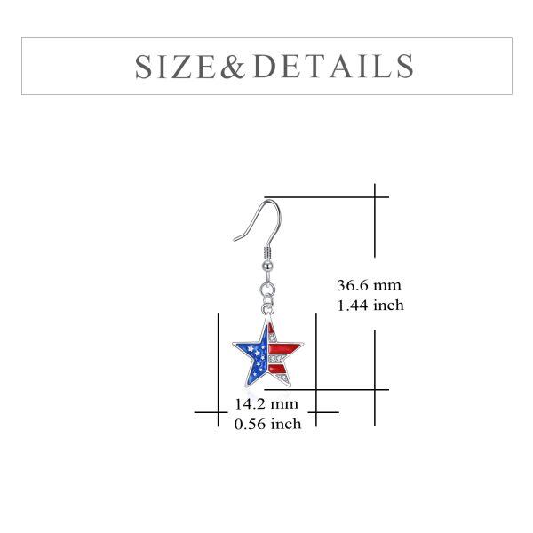 Sterling Silver American Flag Earrings-3